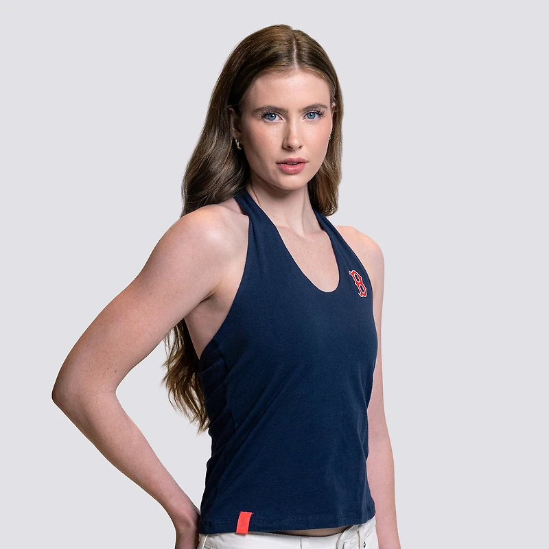 Women's Lusso Navy Boston Red Sox Noelle V-Neck Tank Top