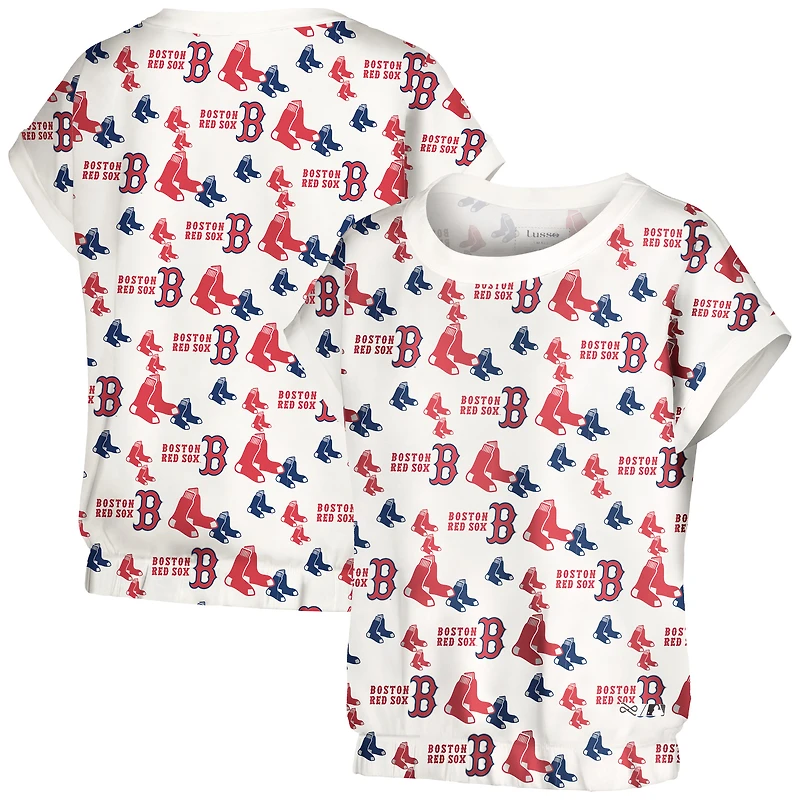 Women's Lusso  White Boston Red Sox Madge Dolman Tri-Blend T-Shirt