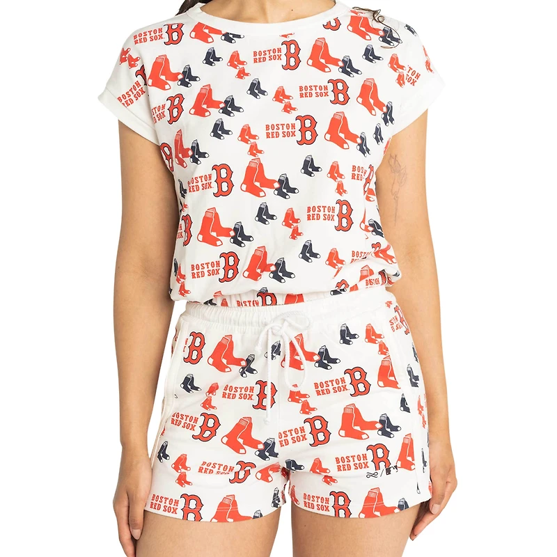 Women's Lusso  White Boston Red Sox Marge Shorts