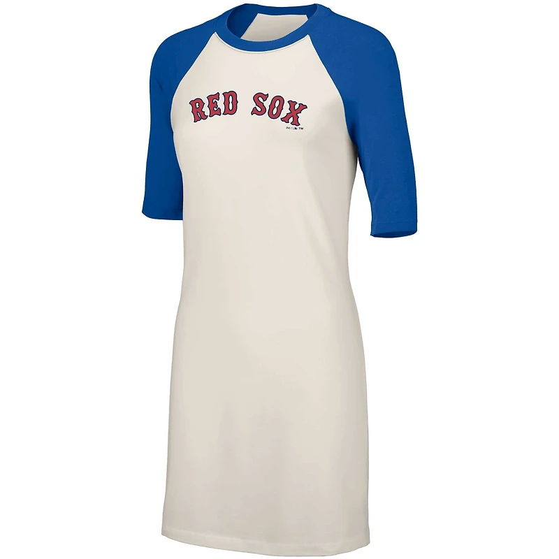 Women's Lusso White Boston Red Sox Nettie Raglan Half-Sleeve Tri-Blend T-Shirt Dress