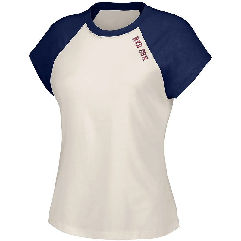 Women's Lusso  White Boston Red Sox Nikki Raglan T-Shirt