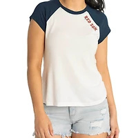 T-shirt à manches raglan Nikki des Boston Red Sox Lusso White pour femme