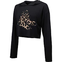 Sweat à capuche court léopard Majestic Threads Boston Red Sox noir pour femme