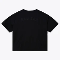 Women's Mitchell & Ness Black Boston Red Sox Cooperstown Collection Phantom Cropped T-Shirt