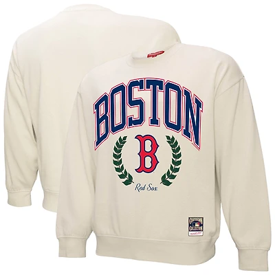Women's Mitchell & Ness Cream Boston Red Sox Cooperstown Collection Laurel Pullover Sweatshirt