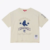 T-shirt court Mitchell & Ness crème Boston Red Sox Cooperstown Yacht Rock pour femme