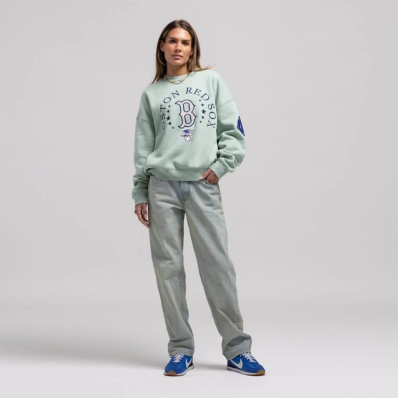 Sweat-shirt Mitchell & Ness vert Boston Red Sox Yacht Rock pour femme