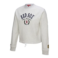 Sweat-shirt court à capuche Mitchell & Ness gris chiné pour femme, motif Boston Red Sox