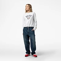 Women's Mitchell & Ness Heather Gray Boston Red Sox Cropped Toggle Pullover Sweatshirt