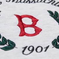 Sweat-shirt court à capuche Mitchell & Ness gris chiné pour femme, motif Boston Red Sox