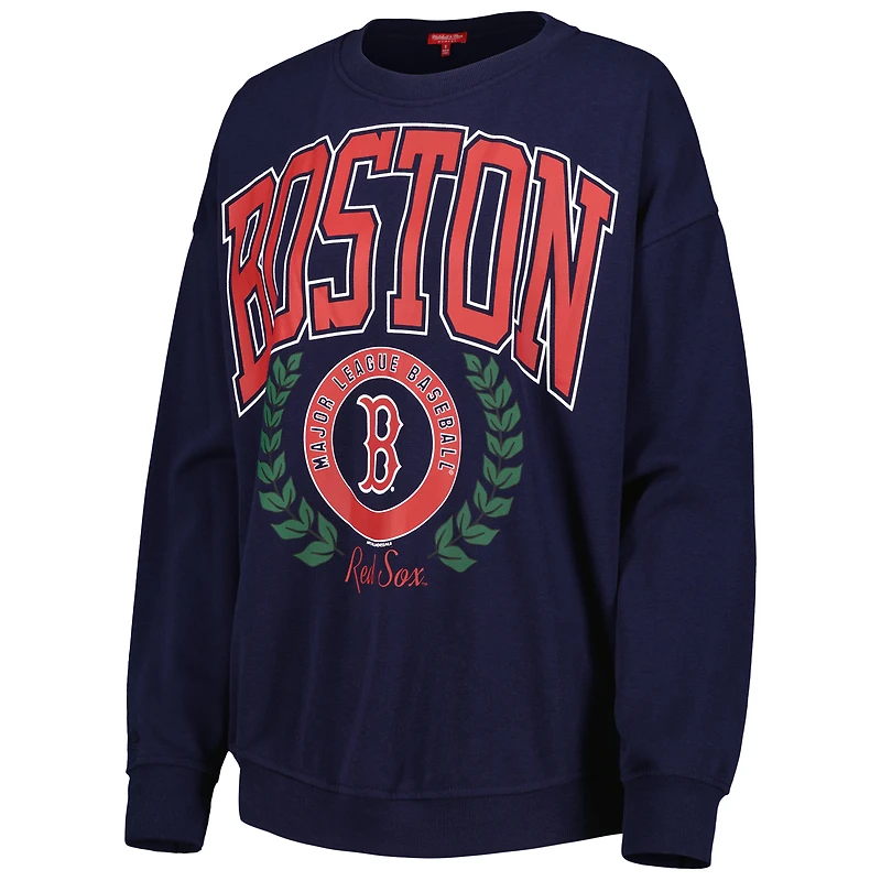 Women's Mitchell & Ness Navy Boston Red Sox Logo Lt 2.0 Pullover Sweatshirt