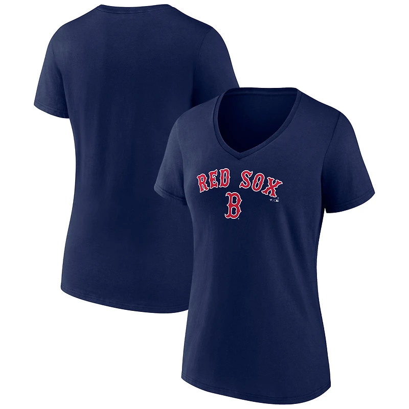 Women's Navy Boston Red Sox Team Lockup V-Neck T-Shirt