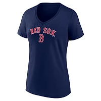 T-shirt à col en V Boston Red Sox pour femme, bleu marine