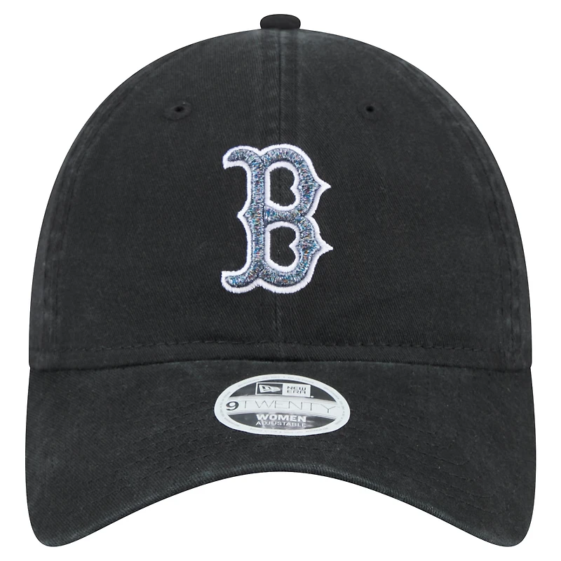 Casquette ajustable Glitz 9TWENTY Boston Red Sox noire New Era pour femme
