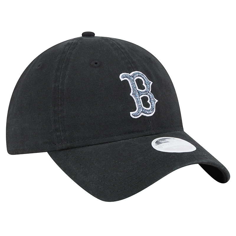 Casquette ajustable Glitz 9TWENTY Boston Red Sox noire New Era pour femme