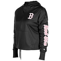 Sweat à capuche demi-zippé noir New Era pour femme des Red Sox de Boston