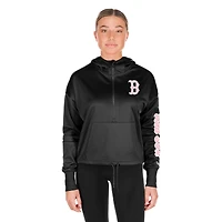 Sweat à capuche demi-zippé noir New Era pour femme des Red Sox de Boston