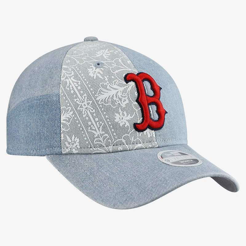 Casquette ajustable New Era Boston Red Sox Denim Patchwork 9TWENTY pour femme