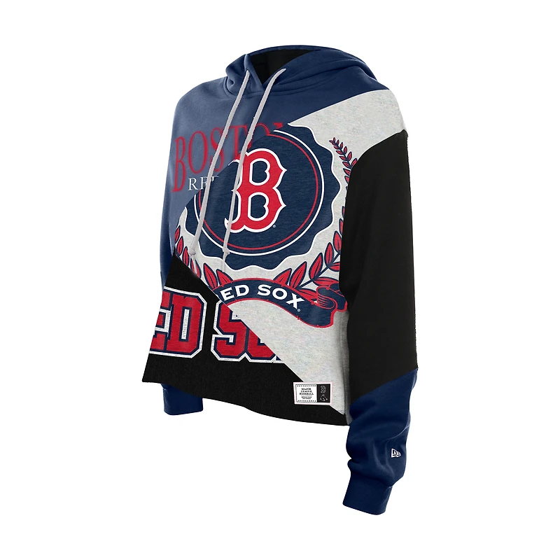 Sweat à capuche court et carré New Era Boston Red Sox blocs de couleurs recyclés pour femme