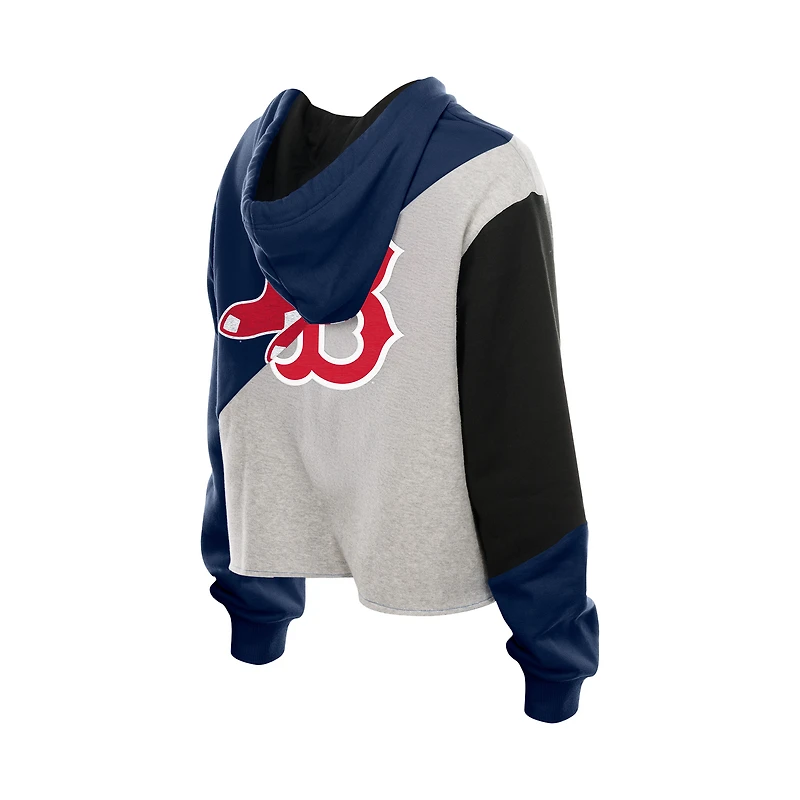 Sweat à capuche court et carré New Era Boston Red Sox blocs de couleurs recyclés pour femme