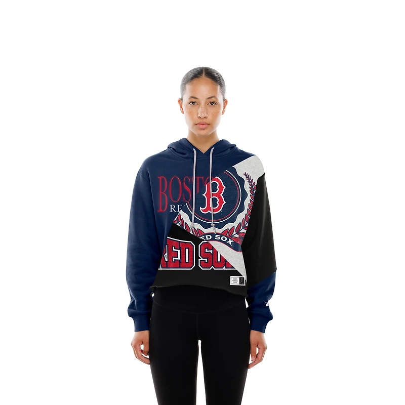 Women's New Era Boston Red Sox Upcycled Color Block Cropped Boxy Hoodie
