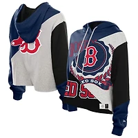 Women's New Era  Boston Red Sox Upcycled Color Block Cropped Boxy Hoodie