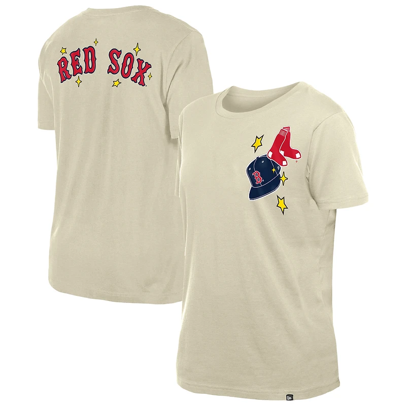 T-shirt New Era crème pour femme, motif étoiles et casquette des Red Sox de Boston