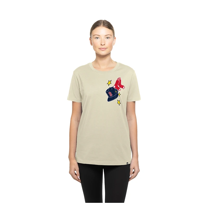 Women's New Era  Cream Boston Red Sox Stars & Cap T-Shirt