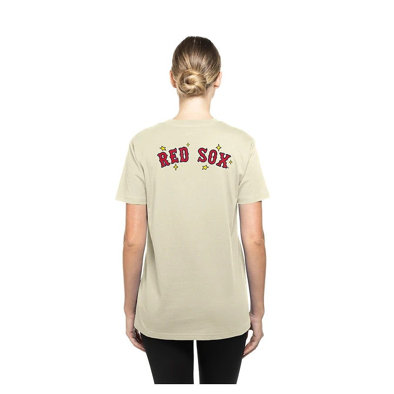 T-shirt New Era crème pour femme, motif étoiles et casquette des Red Sox de Boston