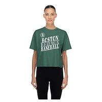 T-shirt court à paillettes New Era vert Boston Red Sox City Connect pour femme