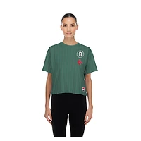 T-shirt New Era vert Boston Red Sox City Connect Throwback à rayures et dos en maille pour femme