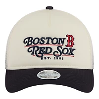 Casquette trucker ajustable New Era pour femme, beige clair/marine, Boston Red Sox Retro 9FORTY M-Crown A-Frame