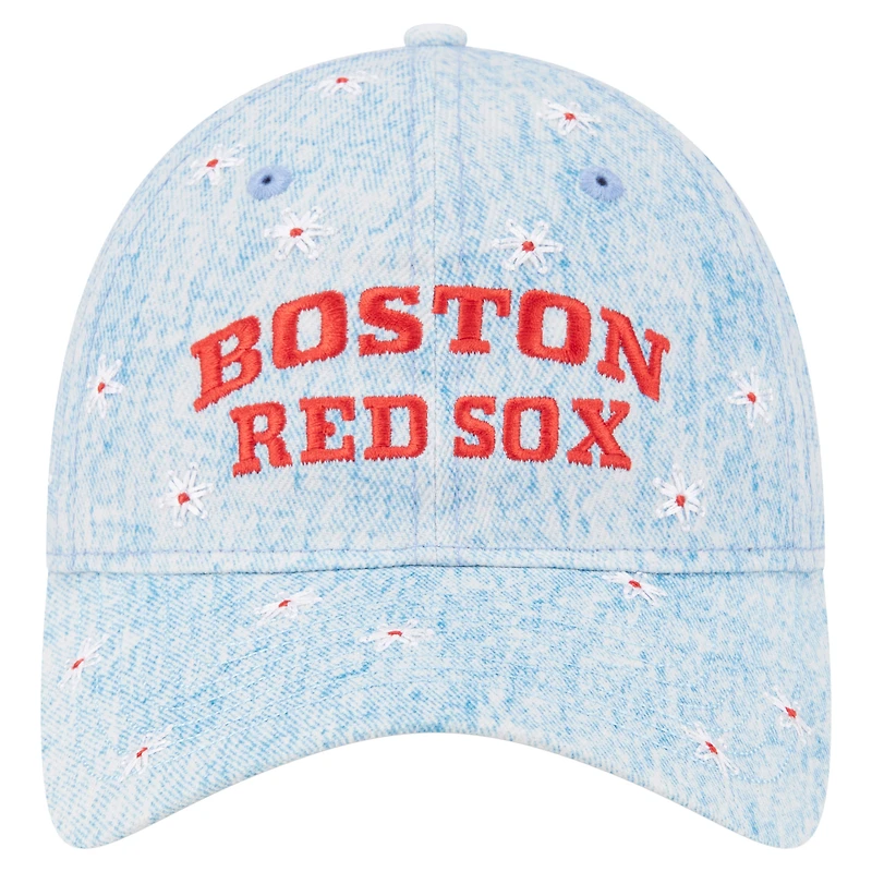 Women's New Era  Light Blue Boston Red Sox Daisy All Over 9TWENTY Adjustable Hat
