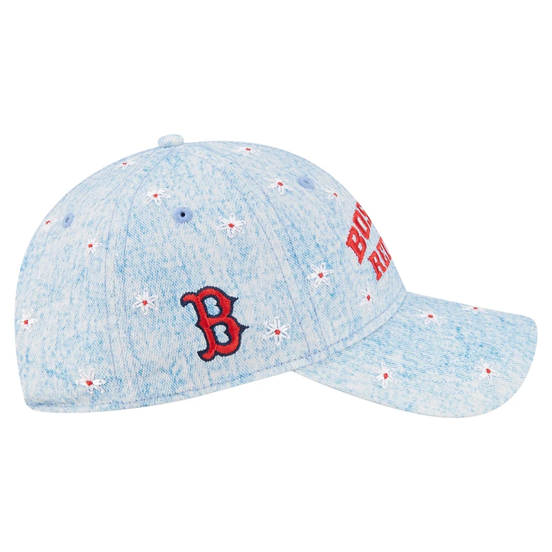 Women's New Era  Light Blue Boston Red Sox Daisy All Over 9TWENTY Adjustable Hat