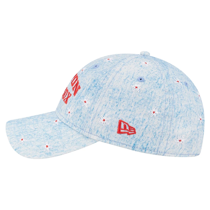 Women's New Era  Light Blue Boston Red Sox Daisy All Over 9TWENTY Adjustable Hat