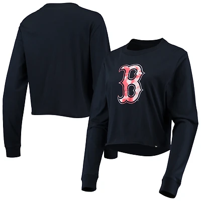 T-shirt court à manches longues en jersey Boston Red Sox pour femme New Era bleu marine