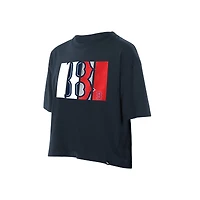 T-shirt New Era bleu marine pour femme avec logo en aluminium Boston Red Sox