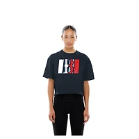 T-shirt New Era bleu marine pour femme avec logo en aluminium Boston Red Sox