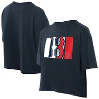 T-shirt New Era bleu marine pour femme avec logo en aluminium Boston Red Sox