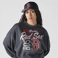 Women's New Era Navy Boston Red Sox Boxy Mineral Wash Dolmen Sleeve Cropped Sweatshirt