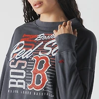 Women's New Era Navy Boston Red Sox Boxy Mineral Wash Dolmen Sleeve Cropped Sweatshirt