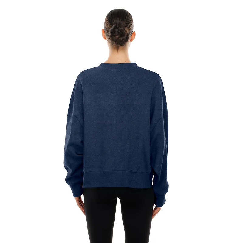 Women's New Era Navy Boston Red Sox Boxy Mineral Wash Dolmen Sleeve Cropped Sweatshirt