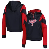 Sweat à capuche fermeture éclair en polaire color block New Era pour femme, bleu marine, Boston Red Sox