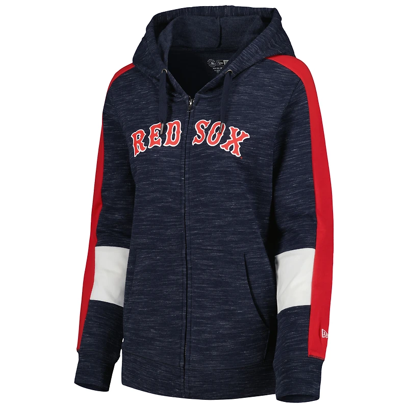 Women's New Era Navy Boston Red Sox Colorblock Full-Zip Hoodie