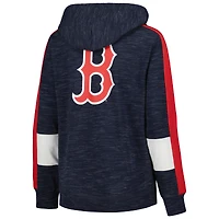 Sweat à capuche et fermeture éclair intégrale colorblock Boston Red Sox New Era pour femme, bleu marine