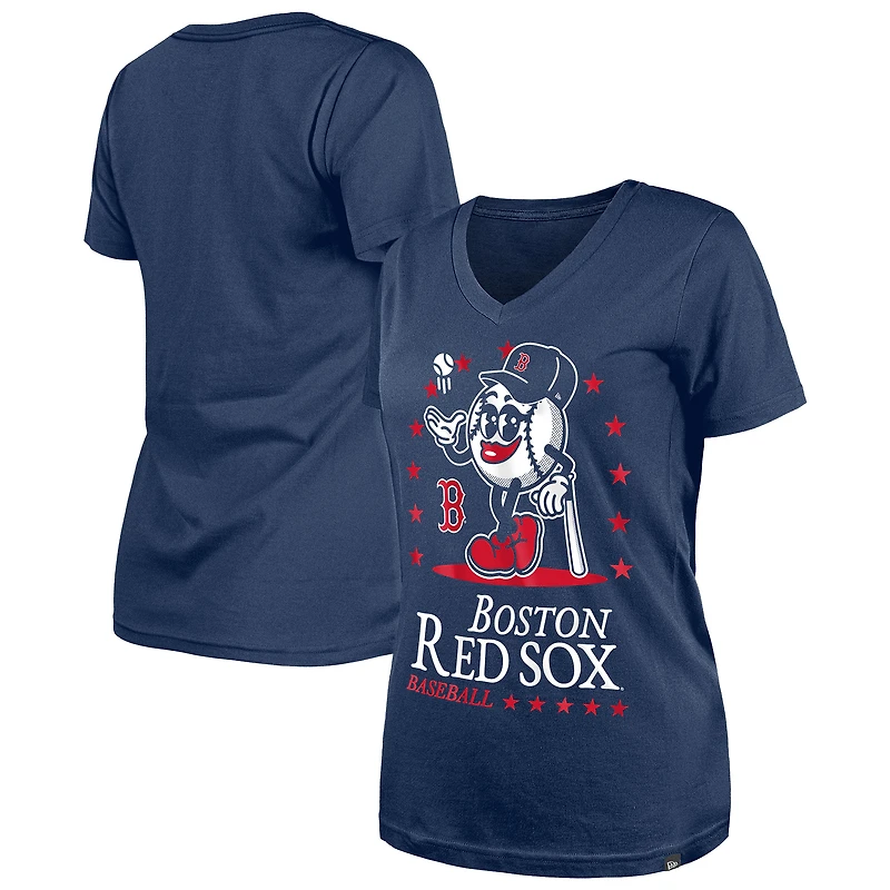 T-shirt col V Little Miss 2 bleu marine des Boston Red Sox pour femme New Era