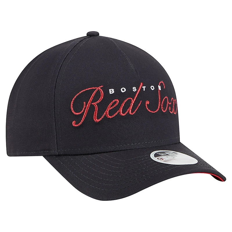 Women's New Era Navy Boston Red Sox Metallic A-Frame 9FORTY Adjustable Hat