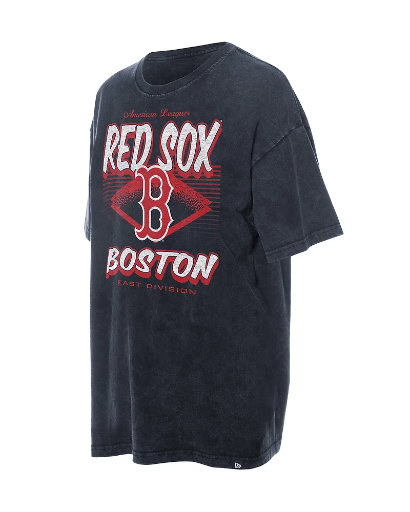 T-shirt oversize délavé minéral bleu marine des Boston Red Sox pour femme New Era