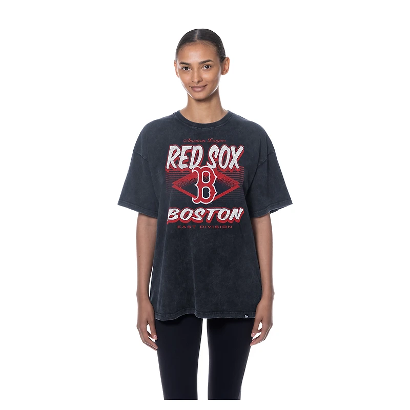 T-shirt oversize délavé minéral bleu marine des Boston Red Sox pour femme New Era
