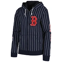 Veste à fermeture éclair intégrale tri-mélange fines rayures Boston Red Sox New Era pour femme